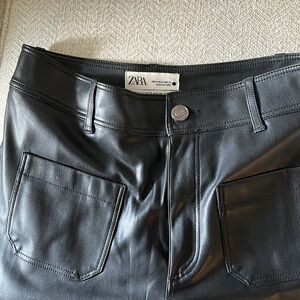 Zara Marine Straight Faux Leather Pants